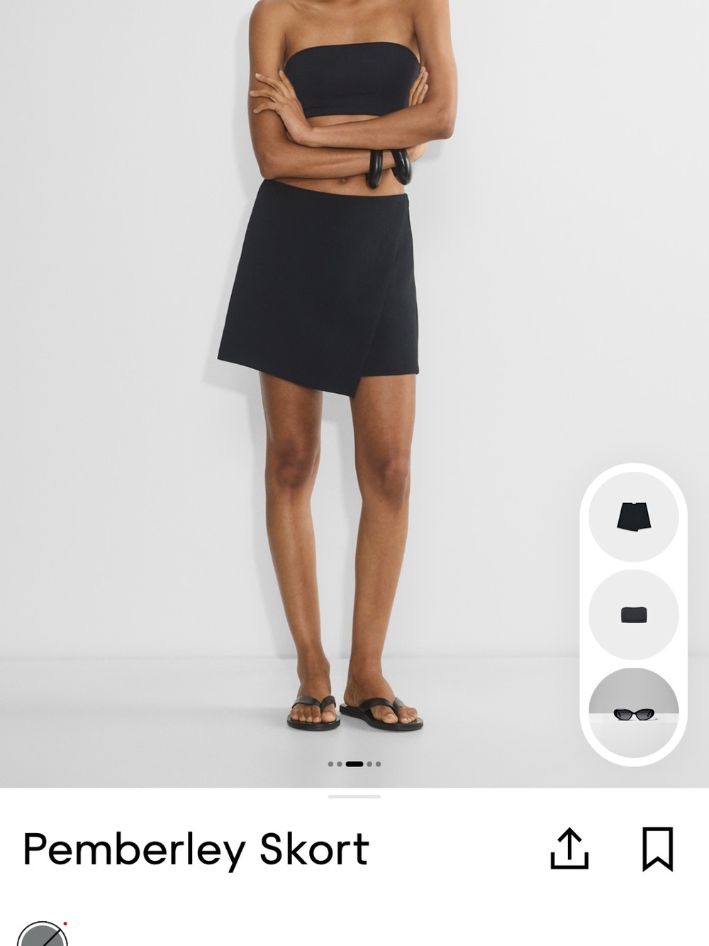 Aritzia Wilfred Black Minimal Wrap-Front Mini Skort